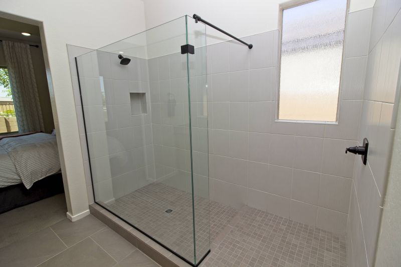 Compact Corner Shower with Tiled Walls